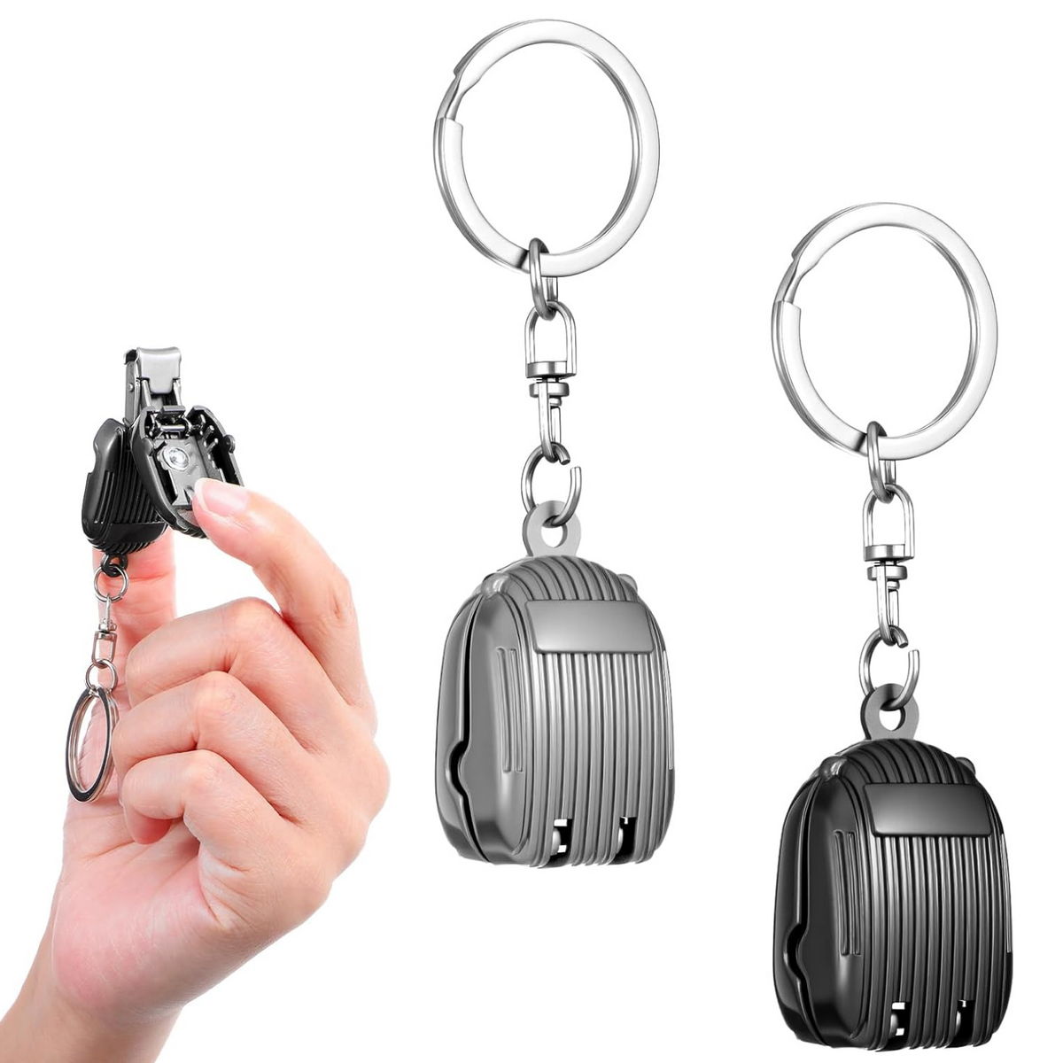 Keychain Nail Clipper – Mini Folding Stainless Steel Nail Cutter with Built-in Nail File | Portable Pocket Manicure Tool for Travel (Multicolor, 1 Pc)