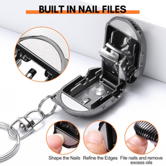 Keychain Nail Clipper – Mini Folding Stainless Steel Nail Cutter with Built-in Nail File | Portable Pocket Manicure Tool for Travel (Multicolor, 1 Pc)