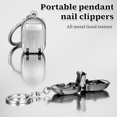 Keychain Nail Clipper – Mini Folding Stainless Steel Nail Cutter with Built-in Nail File | Portable Pocket Manicure Tool for Travel (Multicolor, 1 Pc)