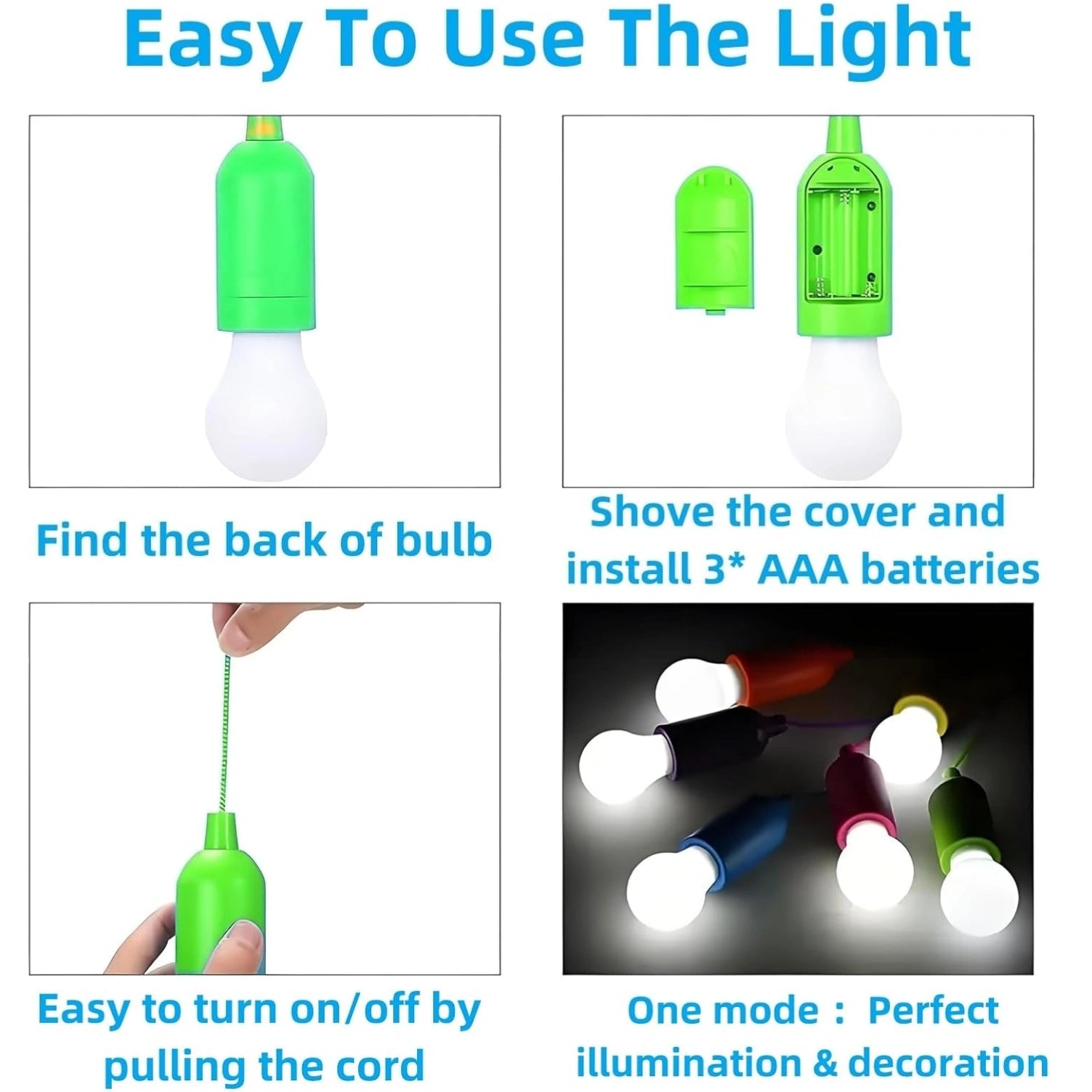 LED Pull Cord Light Bulb – Battery Operated Hanging LED Pendant Light for Closet, Camping & Emergency (1 Pc)