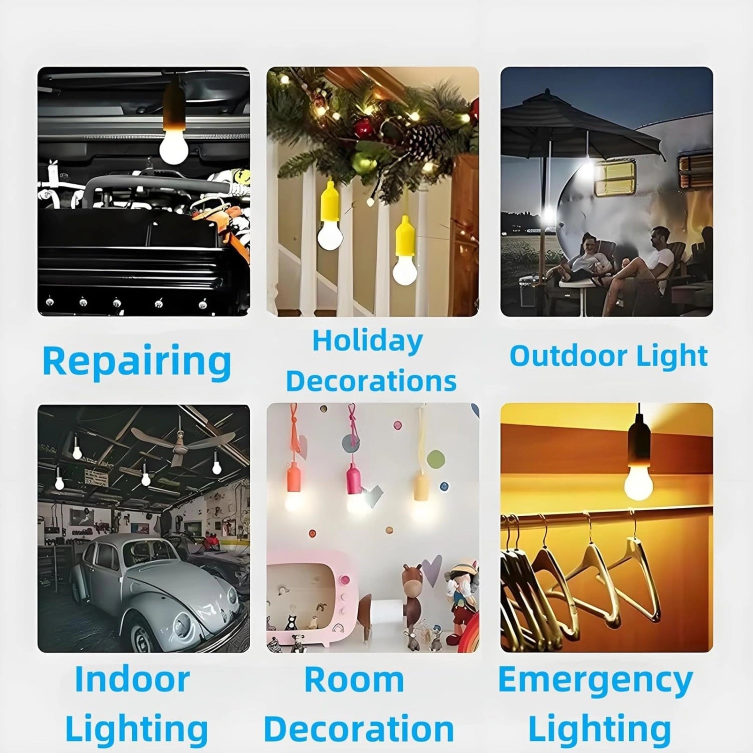 LED Pull Cord Light Bulb – Battery Operated Hanging LED Pendant Light for Closet, Camping & Emergency (1 Pc)