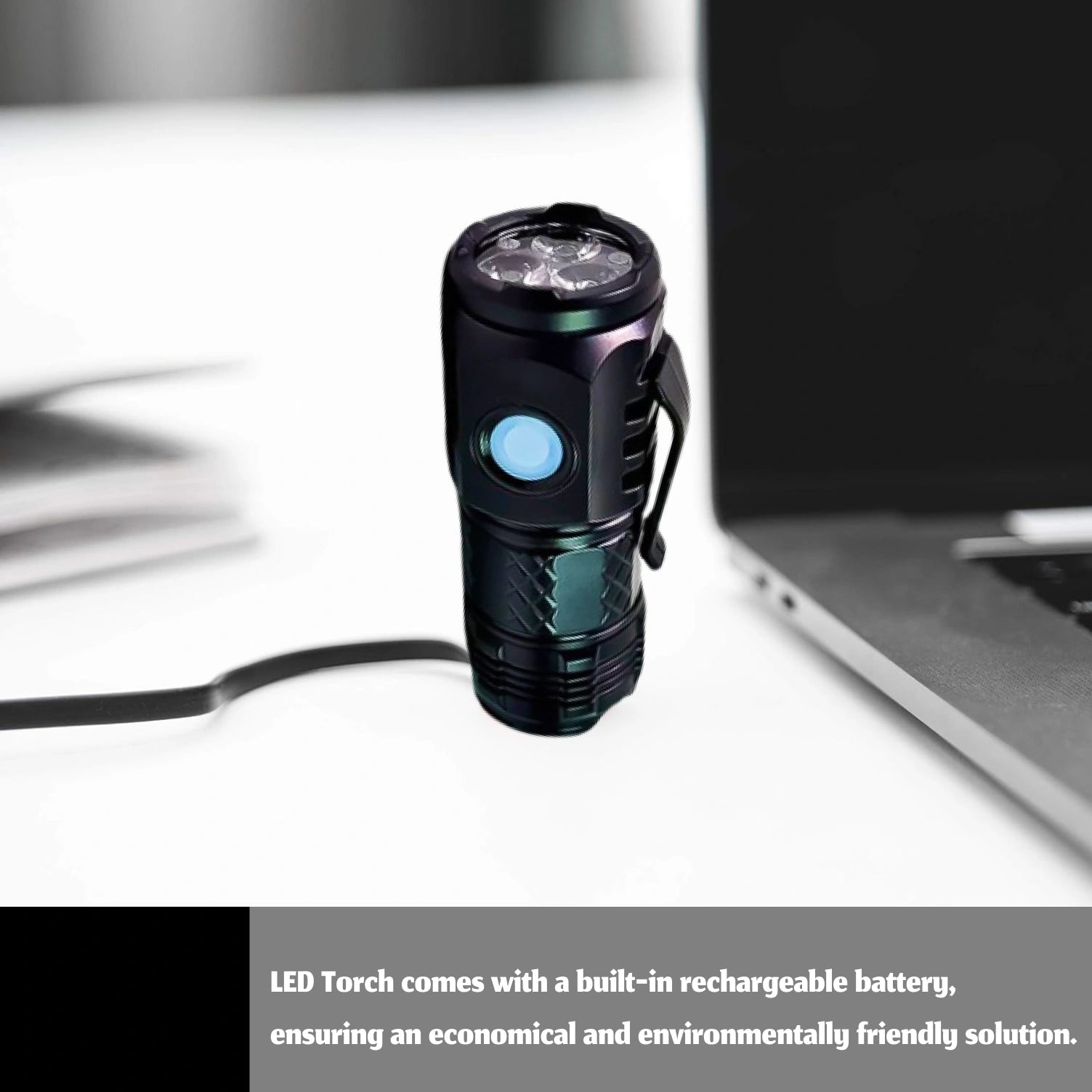 Small LED Rechargeable Torch – 5 Mode Waterproof Handheld Flashlight for Power Cuts, Camping & Outdoor Use (1 Pc)