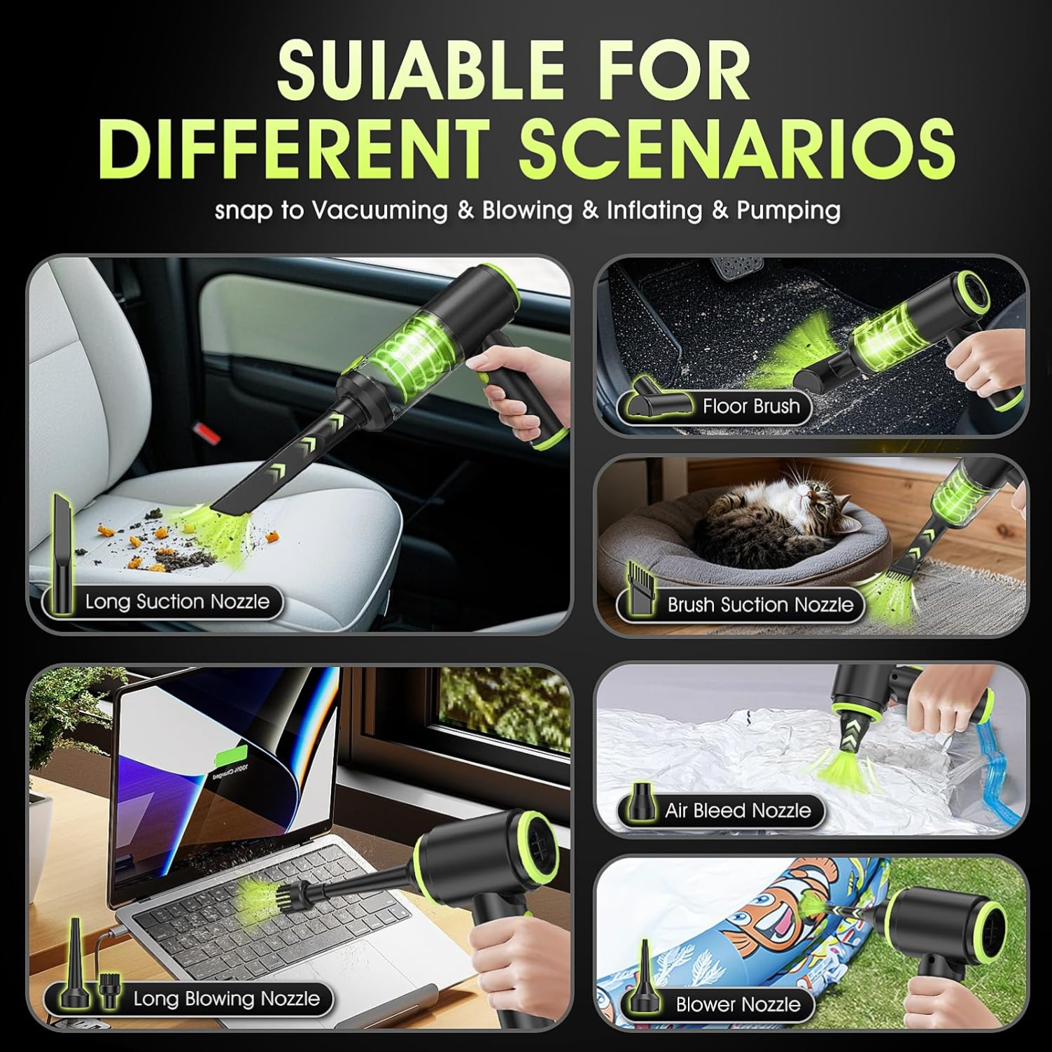 2-in-1 Cordless Mini Car Vacuum Cleaner – High Power USB Rechargeable Handheld Vacuum for Car, Home & Office