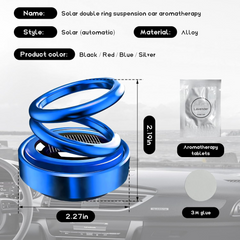 Solar Power Rotating Car Aroma Diffuser with 360° Double Ring Design | Automatic Solar Air Freshener for Car Dashboard, Home & Office