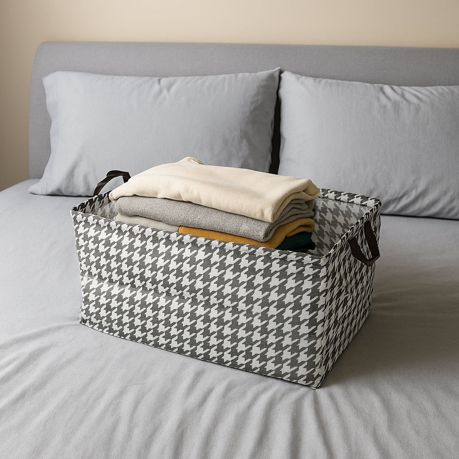 Foldable Fabric Storage Box With Handles (47  28 Cm)