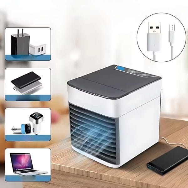 Mini Portable Air Cooler with LED Light | USB Personal AC Fan for Desk, Bedroom & Office