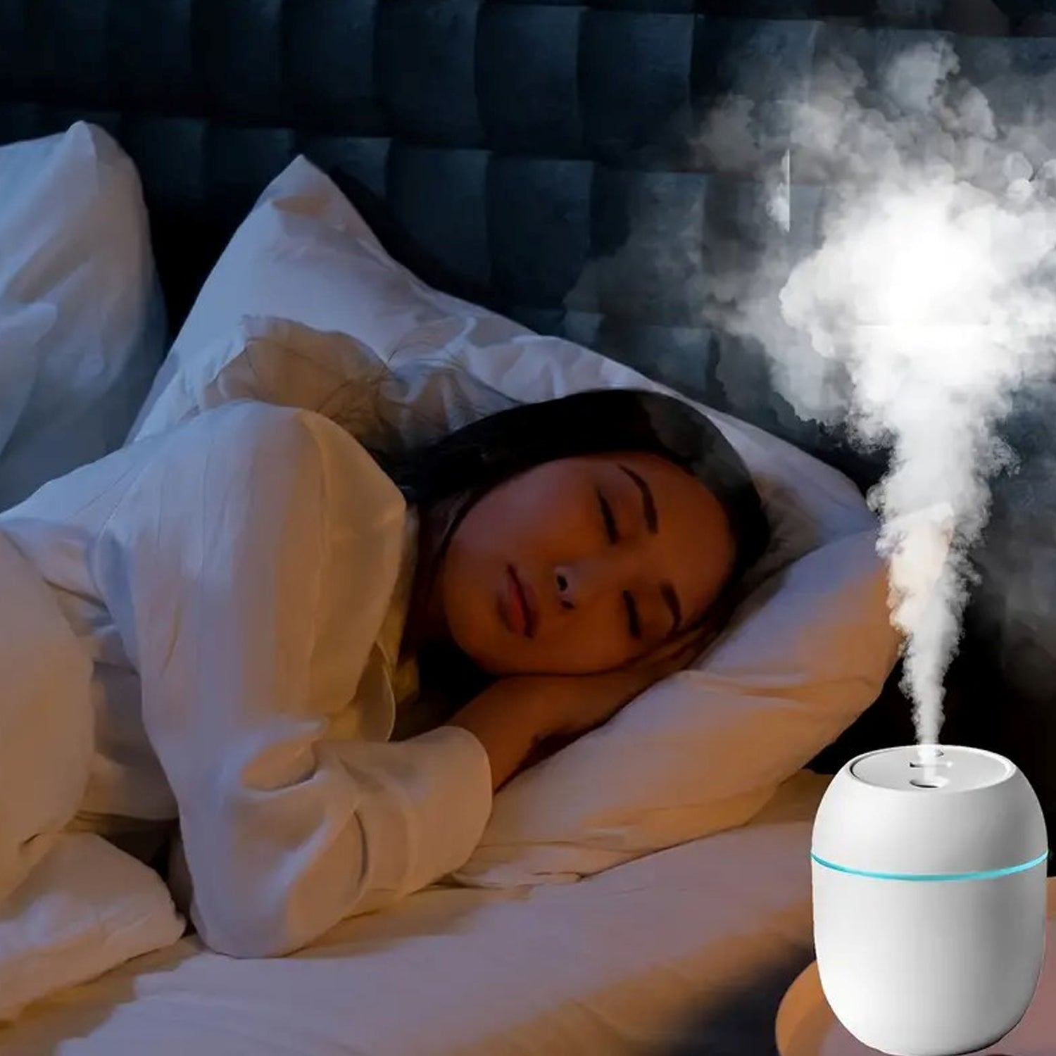 Portable Mini USB Humidifier with Night Light – 300ML Cool Mist Diffuser for Home, Office & Travel