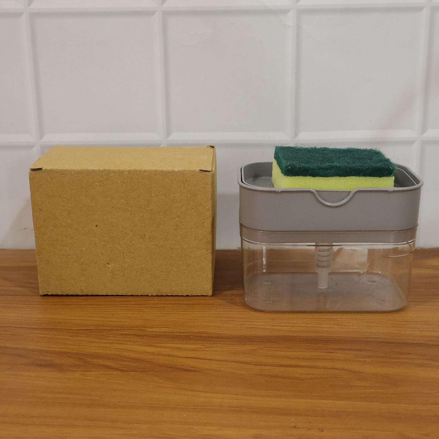 Kitchen Soap Dispenser with Sponge Holder – Organised Dishwashing | VelvetBubbles