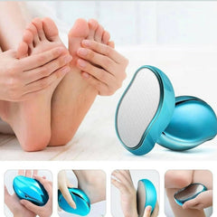 Foot scrubber being rinsed under water showing easy cleaning