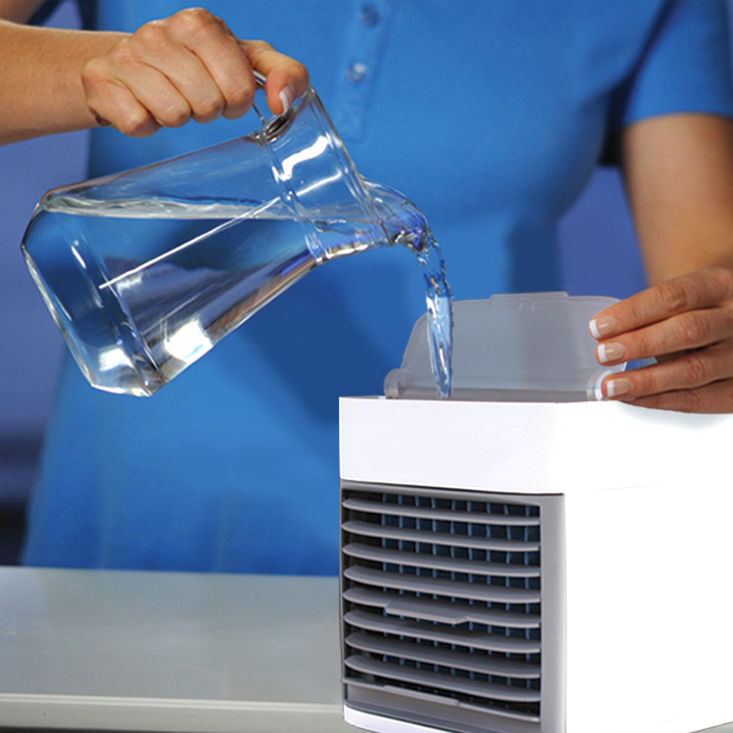 Small Cular Mini Portable Air Cooler with LED Light | USB Personal AC Fan for Desk ...