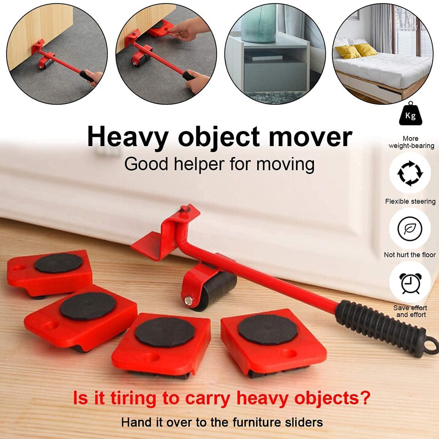 Heavy Furniture Lifter & Moving Tool Set | 5-in-1 Furniture Shifting Kit