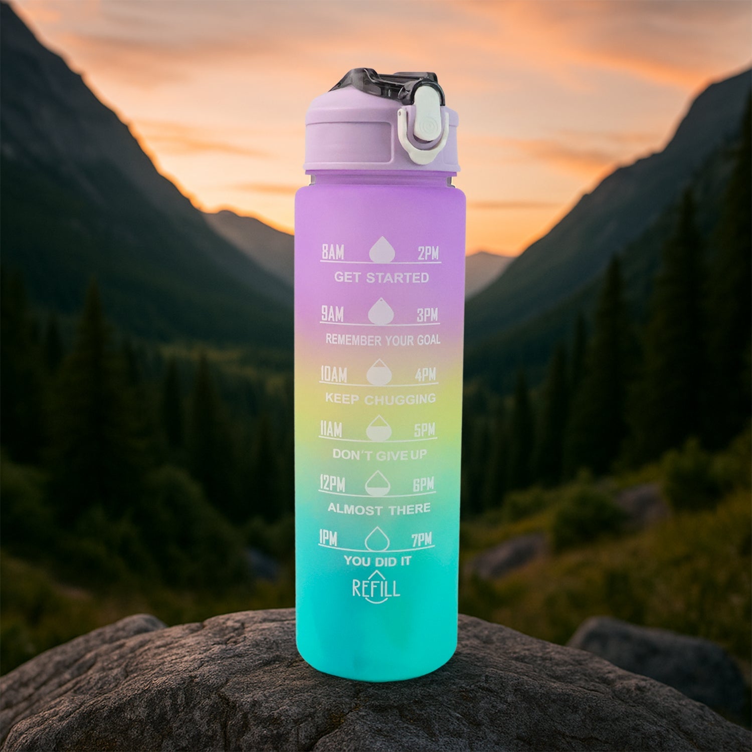 Motivational Water Bottle with Straw & Time Marker | Hydrozilla