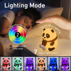 Panda 7-Color LED Silicone Touch Lamp | Rechargeable Night Light for Kids’ Room | Soft Glow Sleep Lamp & Cute Gift