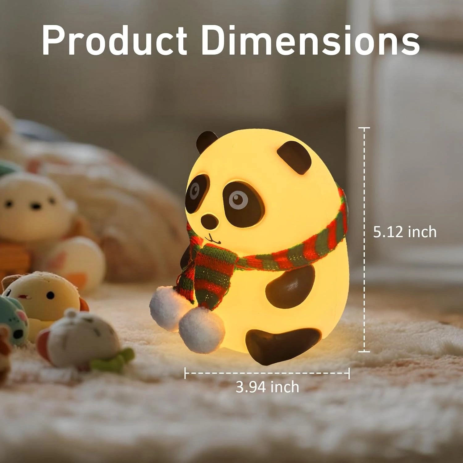 Panda 7-Color LED Silicone Touch Lamp | Rechargeable Night Light for Kids’ Room | Soft Glow Sleep Lamp & Cute Gift