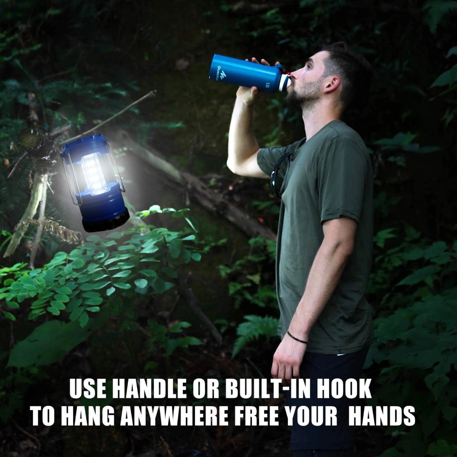 Portable Camping LED Lantern Light, Battery Operated White Light Tent Lamp with Handle