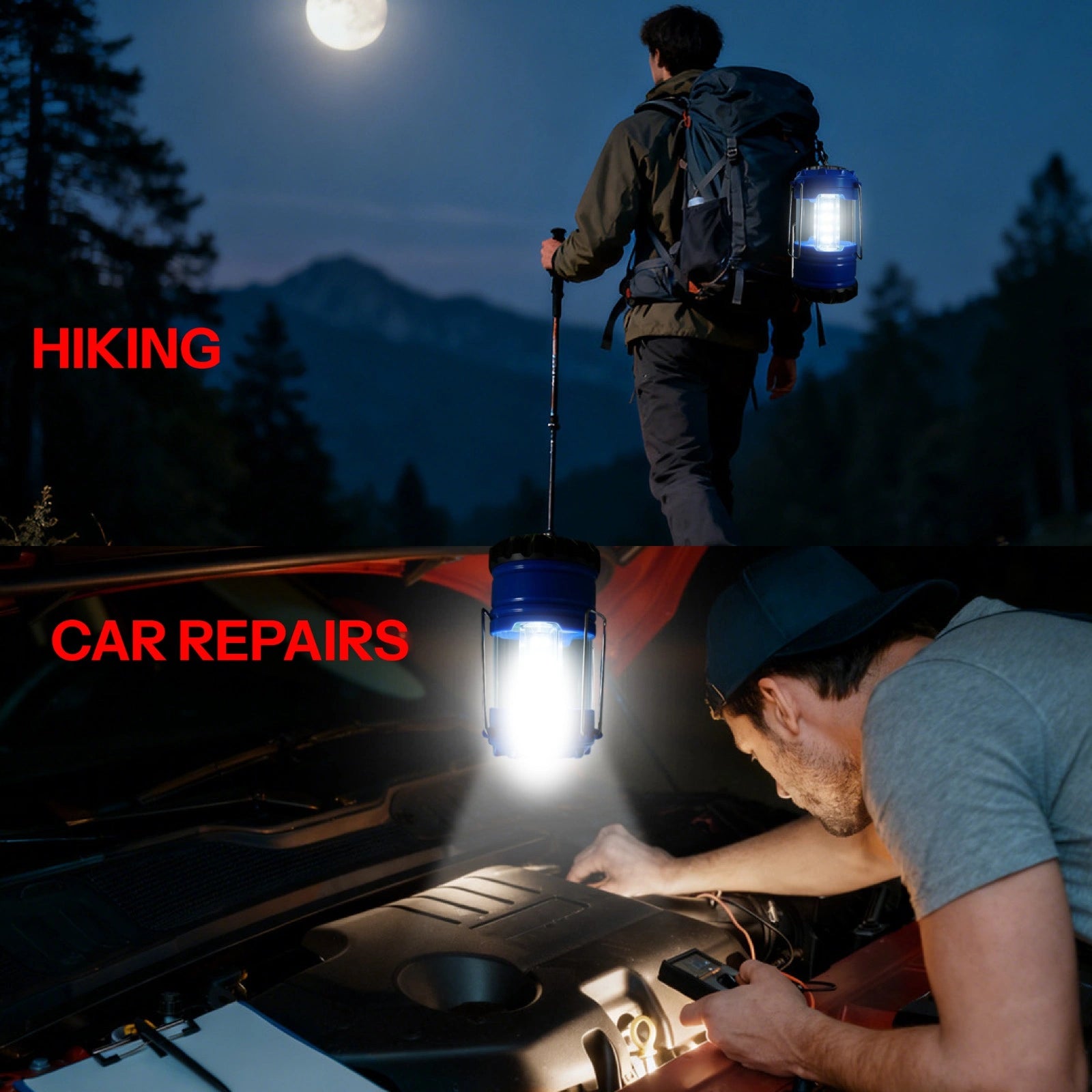 Portable Camping LED Lantern Light, Battery Operated White Light Tent Lamp with Handle