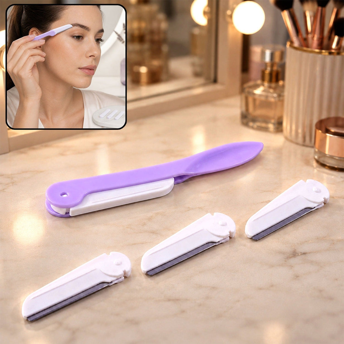 Eyebrow Razor with 3 Replaceable Blades – Precision Facial Grooming