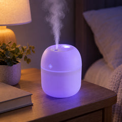 Portable Mini USB Humidifier with Night Light – 220 ML Cool Mist Diffuser for Home, Office & Travel