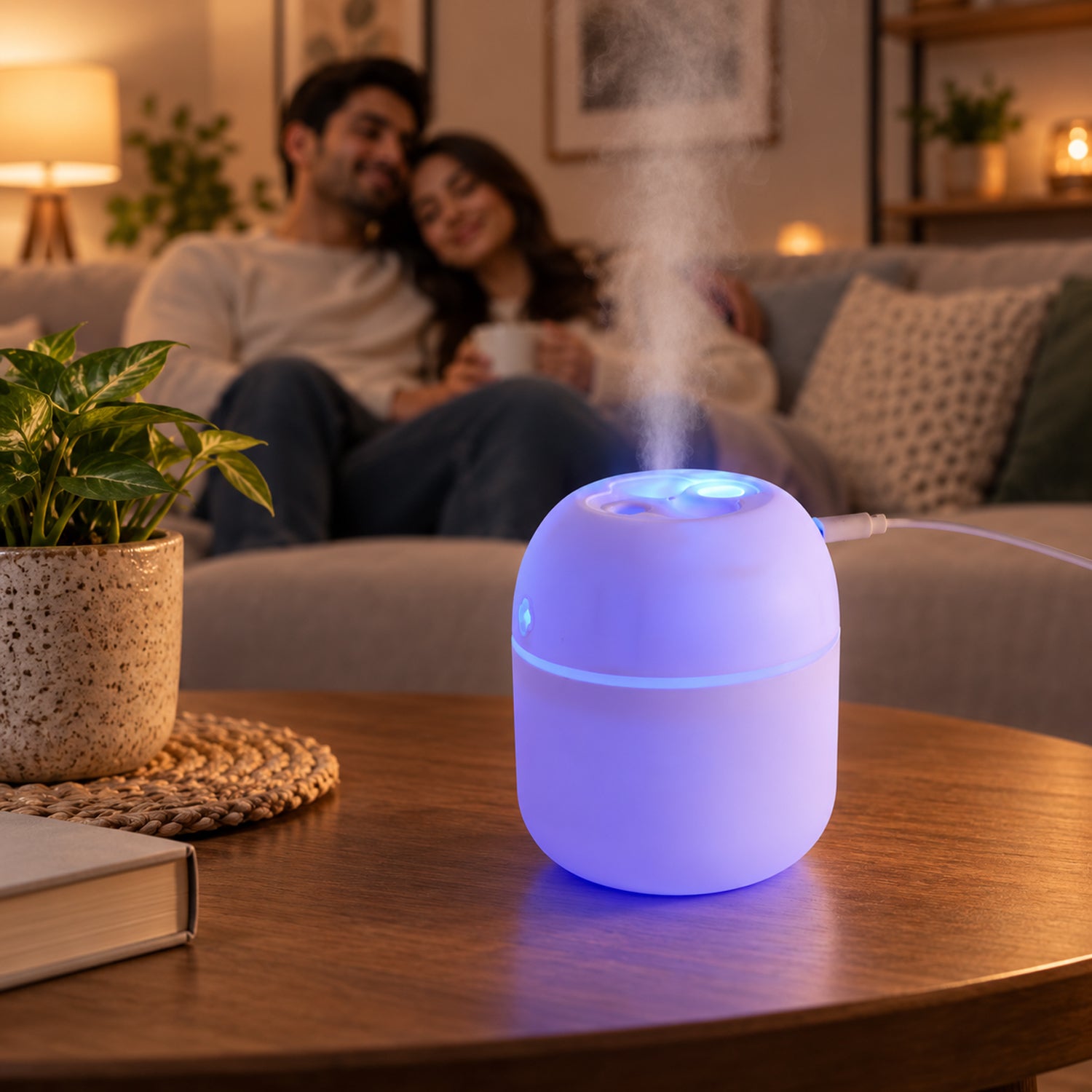Portable Mini USB Humidifier with Night Light – 220 ML Cool Mist Diffuser for Home, Office & Travel