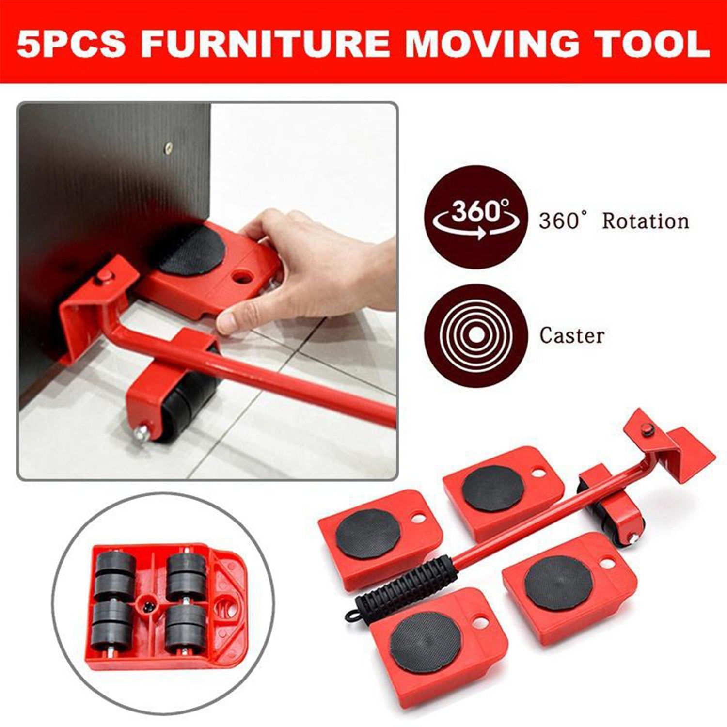 Heavy Furniture Lifter & Moving Tool Set | 5-in-1 Furniture Shifting Kit