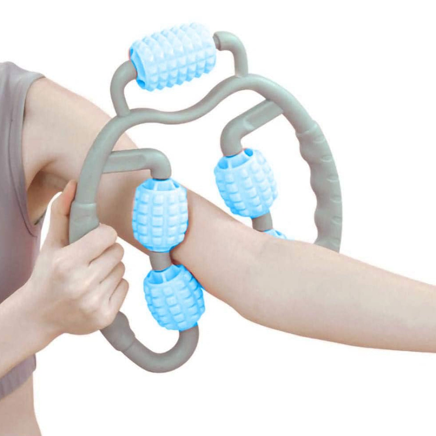 Muscle Massage Roller 5 Wheels Relieve Soreness Leg Muscle Roller Fitness Roller Muscle Relaxer Massage Roller Ring Clip All Round Massaging Uniform Force Elastic Pp Drop Shaped For Home Use (1 Pc)