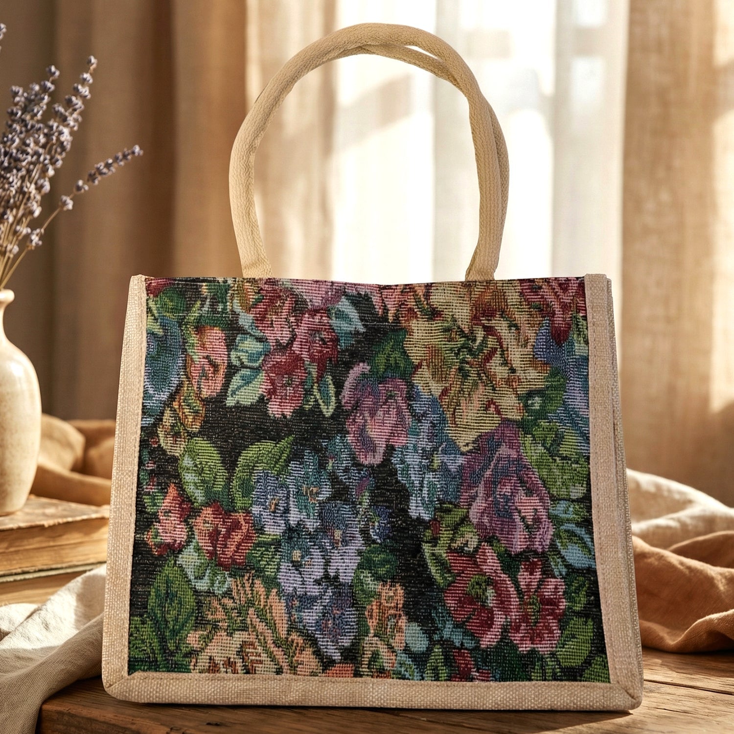Multipurpose Floral Print Carry Hand Bag – Spacious, Eco-Friendly Design