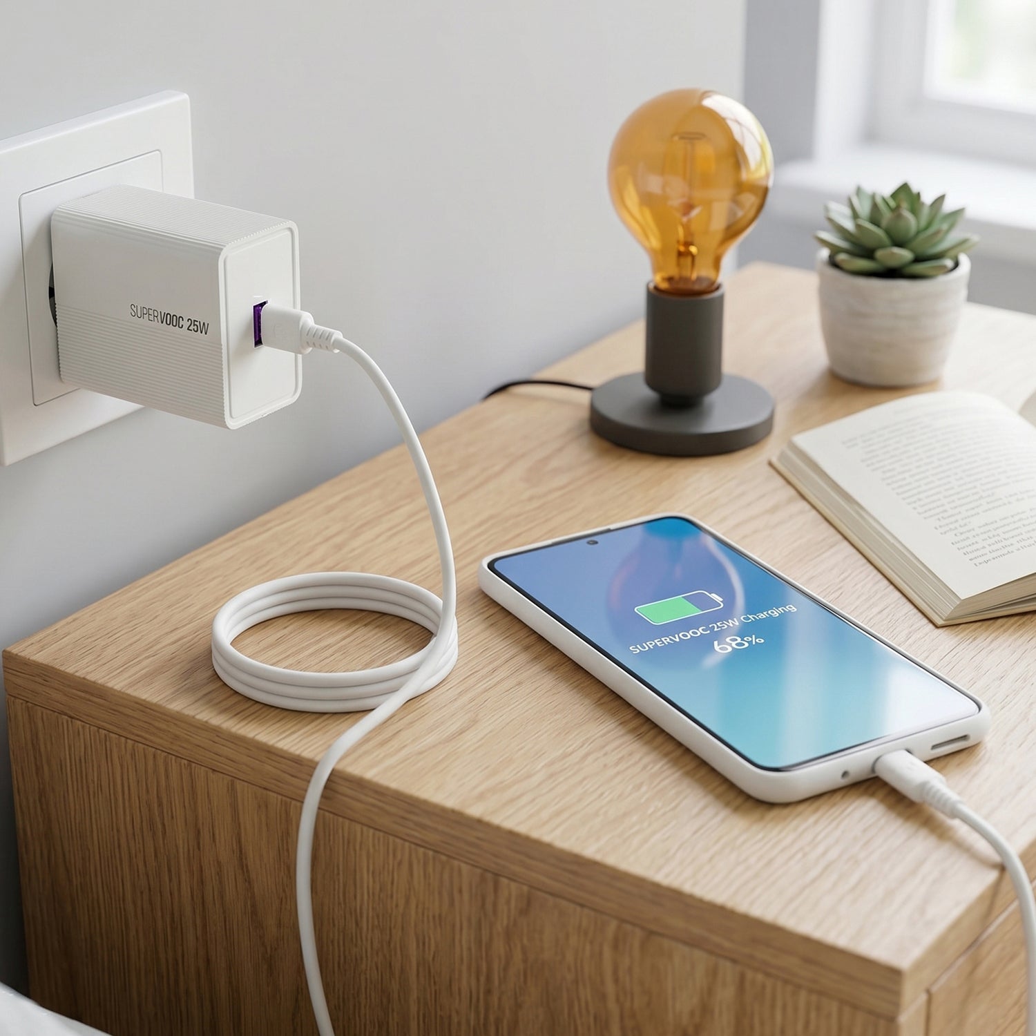 Premium 25W single USB wall adapter for efficient charging.