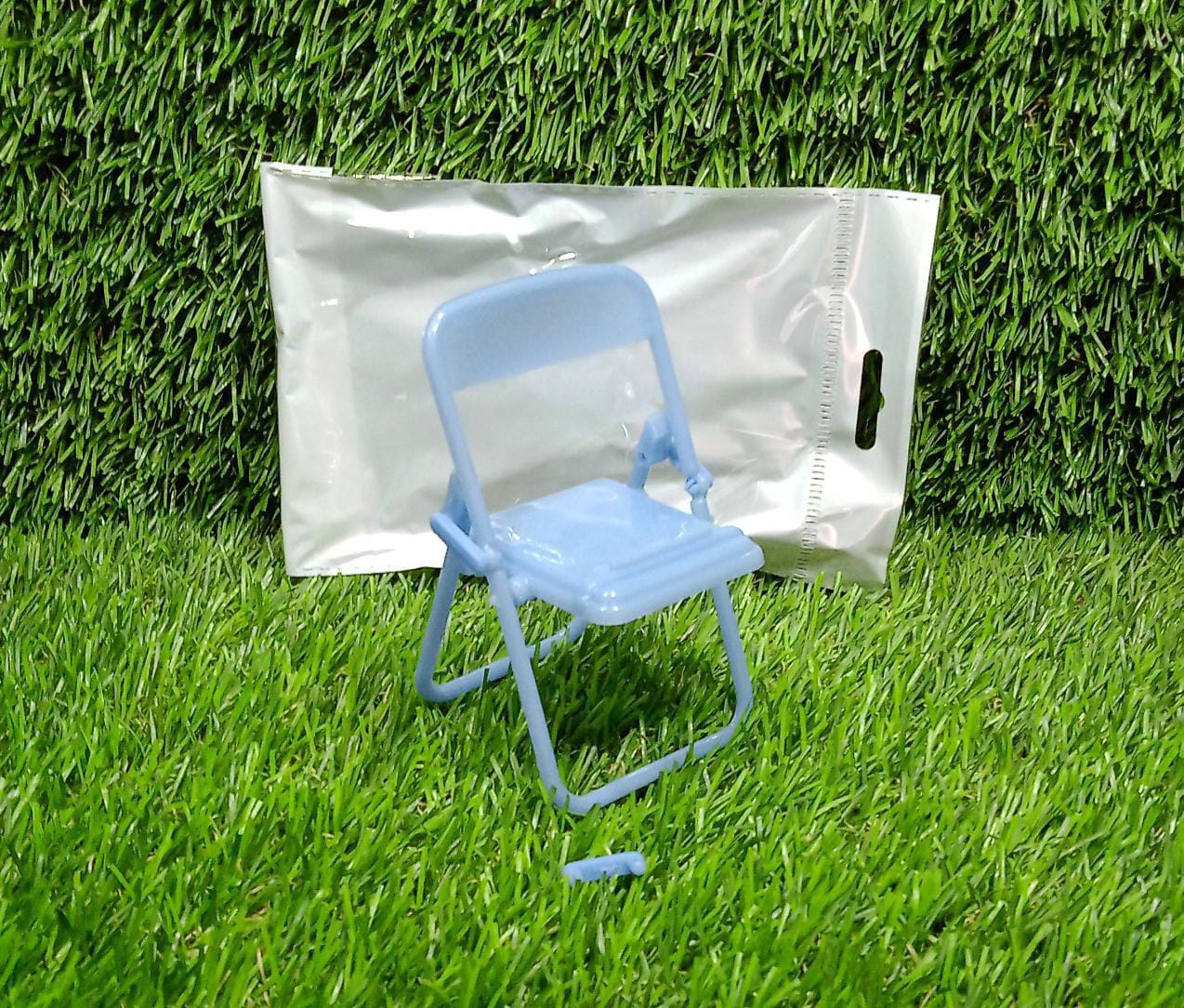Miniature foldable chair phone stand featuring an ergonomic design for maximum user comfort.