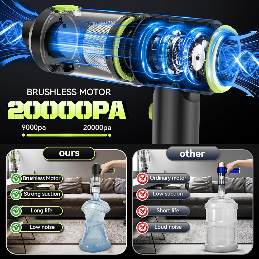 2-in-1 Cordless Mini Car Vacuum Cleaner – High Power USB Rechargeable Handheld Vacuum for Car, Home & Office