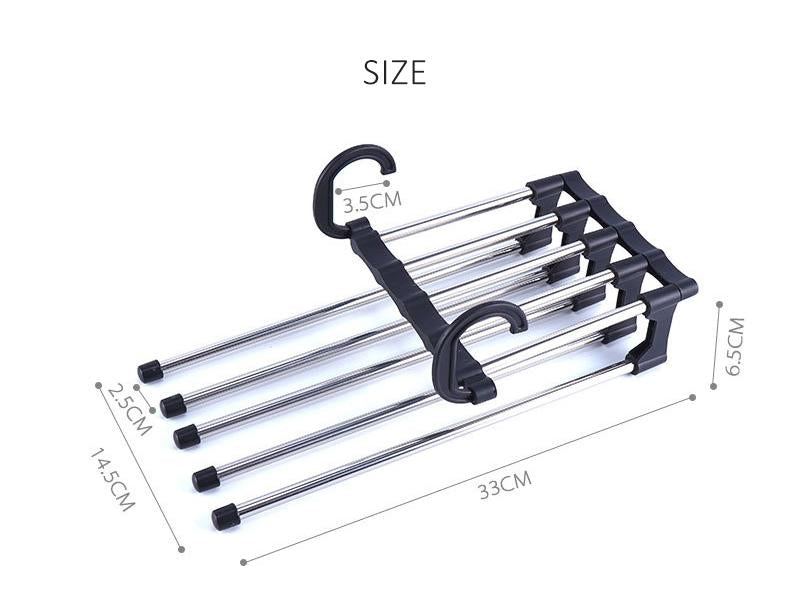Adjustable 5-in-1 Trouser Pants Hanger – Multi-Layer Closet Organizer for Space Saving & Neat Wardrobe Storage