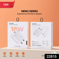 Close-up of fast charging USB wall adapter with Micro USB cable