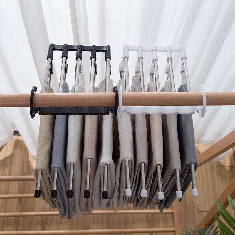 Adjustable 5-in-1 Trouser Pants Hanger – Multi-Layer Closet Organizer for Space Saving & Neat Wardrobe Storage