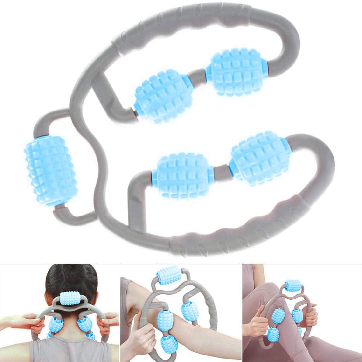 Muscle Massage Roller 5 Wheels Relieve Soreness Leg Muscle Roller Fitness Roller Muscle Relaxer Massage Roller Ring Clip All Round Massaging Uniform Force Elastic Pp Drop Shaped For Home Use (1 Pc)